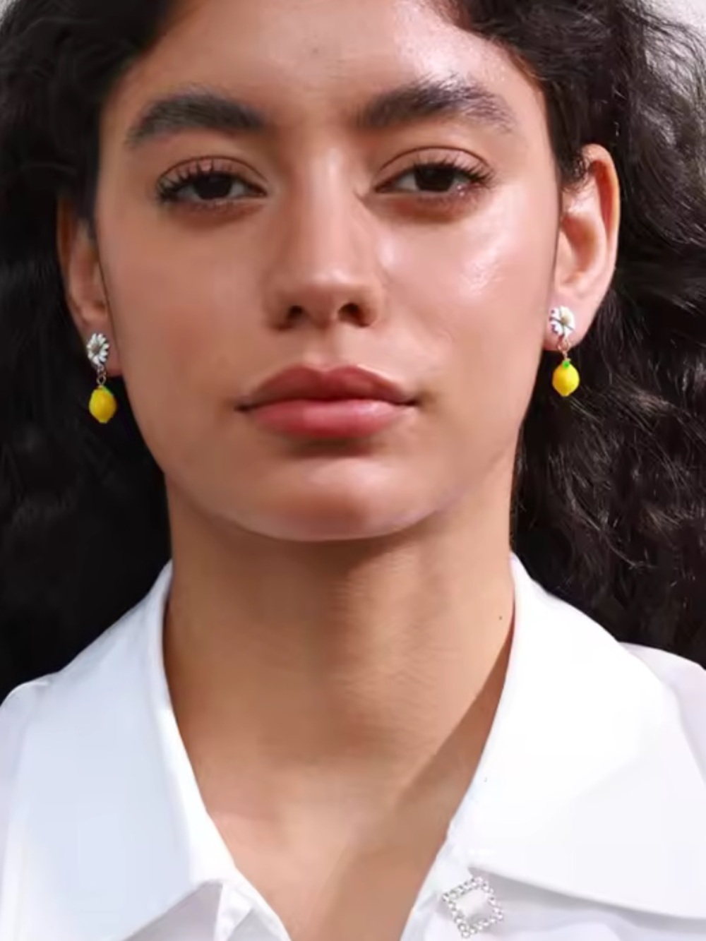 Maeve White Daisy Yellow Lemon Drop Earrings - Picture 7 of 7